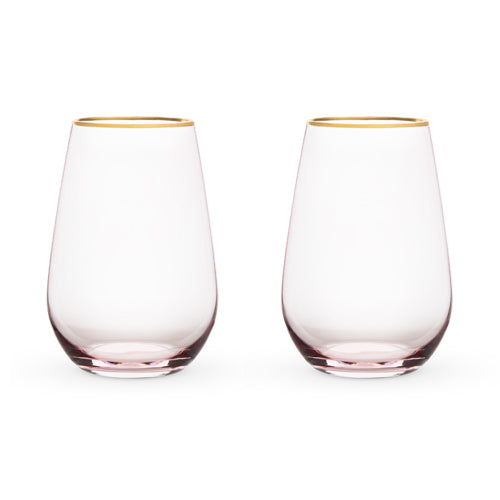 Rose Crystal Stemless Wine Glasses