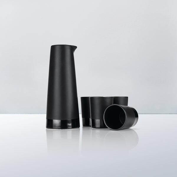five piece black sake set