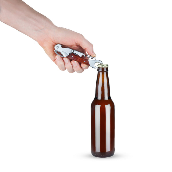 Wooden Double-Hinged Corkscrew with Opener
