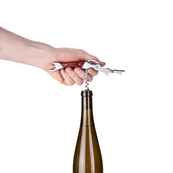 Wooden Double-Hinged Corkscrew with Opener