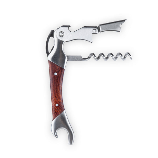Wooden Double-Hinged Corkscrew with Opener