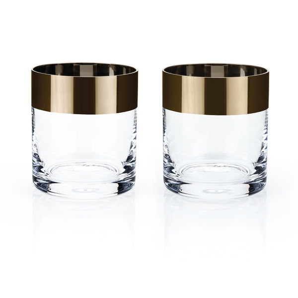Bronze Rim Crystal Tumblers