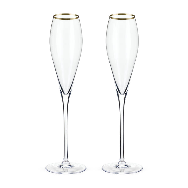 Gold-Rimmed Crystal Champagne Flutes