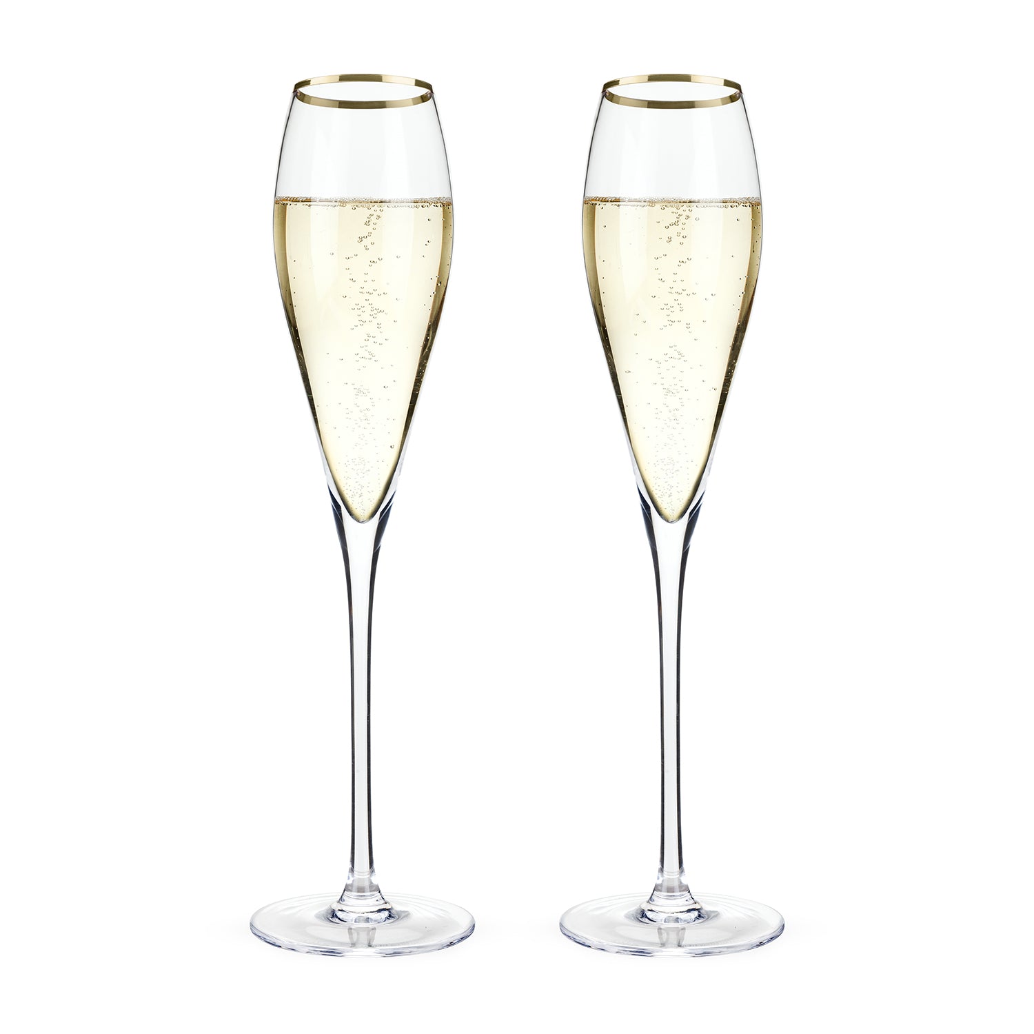 Gold-Rimmed Crystal Champagne Flutes