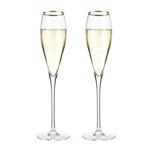 Gold-Rimmed Crystal Champagne Flutes