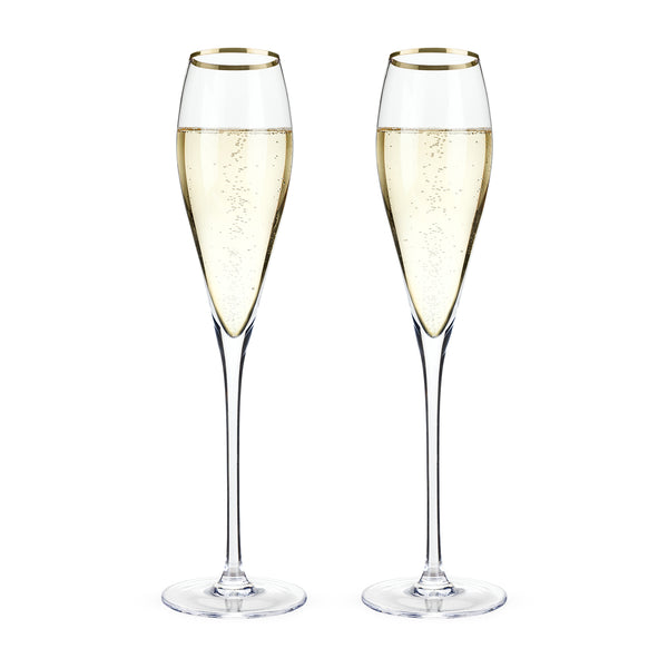 Gold-Rimmed Crystal Champagne Flutes