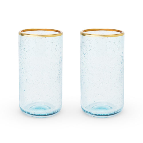 Gold Rim Bubble Glass Tumbler Set