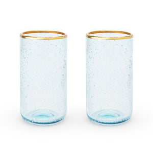 Gold Rim Bubble Glass Tumbler Set