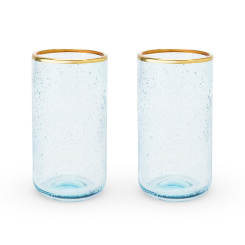 Gold Rim Bubble Glass Tumbler Set