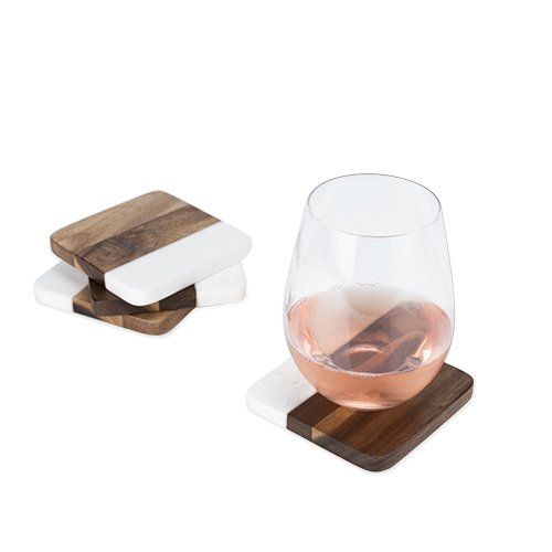 Marble & Acacia Coasters