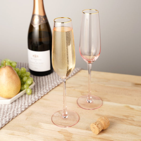 Rose Crystal Champagne Flutes