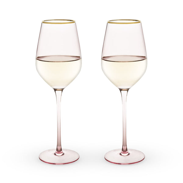 pink white wine glasses