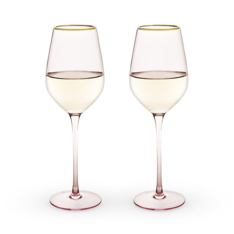 pink white wine glasses